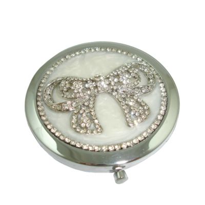 Unbranded Exclusive Sweet Heart Bow Compact Mirror