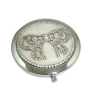 H Samuel Exclusive Sweet Heart Bow Compact Mirror