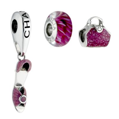 Chamilia - sterling silver pink three bead set - Product number 8533083