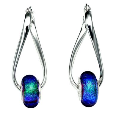 Chamilia silver twist hoop iridescent bead earrings - Product number 8533091