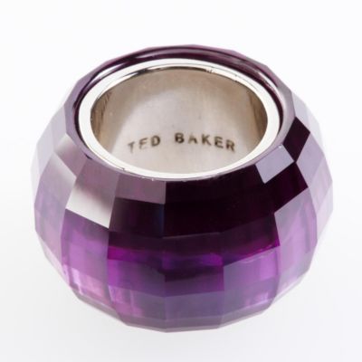 Ted Baker faceted glass purple ring
