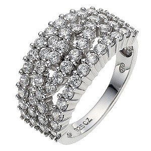 Silver & Platinum Plated Cubic Zirconia Weave Ring