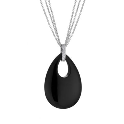 Amanda Wakeley sterling silver diamond and onyx pendant - Product number 8541159