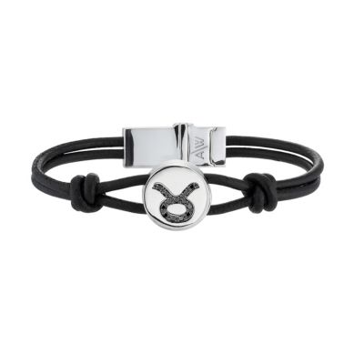 Amanda Wakeley silver black diamond Taurus leather bracelet - Product number 8541175