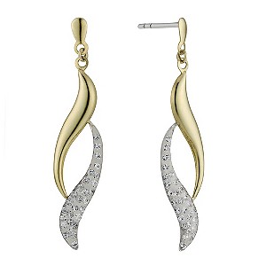 9ct Yellow Gold & Silver Crystal Drop Earrings