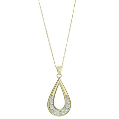 9ct Yellow Gold & Silver Crystal Drop Pendant - Product number 8561206