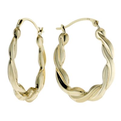 9ct Yellow Gold Twist Oval Creole Earrings