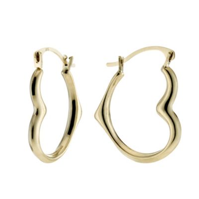 9ct Yellow Gold Heart Creole Earrings - Product number 8561273