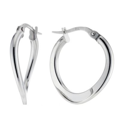 9ct white gold flat wave creole earrings