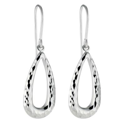 9ct White Gold Diamond Cut Teardrop Earrings - Product number 8561451