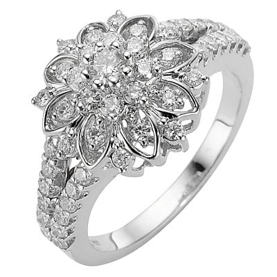 Sattva 18ct White Gold 1 Carat Diamond Flower Ring - Product number 8568065