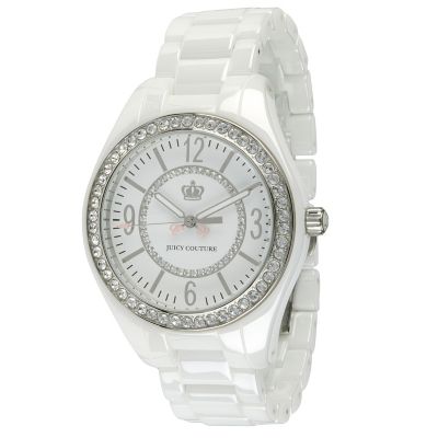 Juicy Couture white ceramic stone set bracelet watch