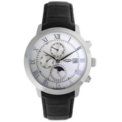Rotary Men's Stainless Steel Black Strap Watch - Product number 8590397