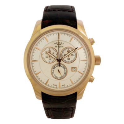 Rotary Men's Gold Plated And White Dial Chronograph Watch - Product number 8590427