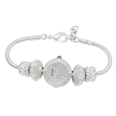 Accurist ladies' stainless steel pave set dial charm watch - Product number 8592047