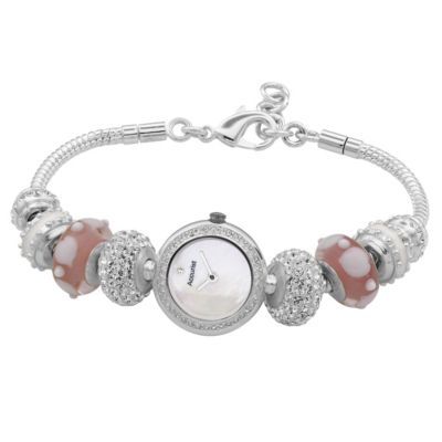 Accurist ladies' stainless steel pink bead charm watch - Product number 8592055