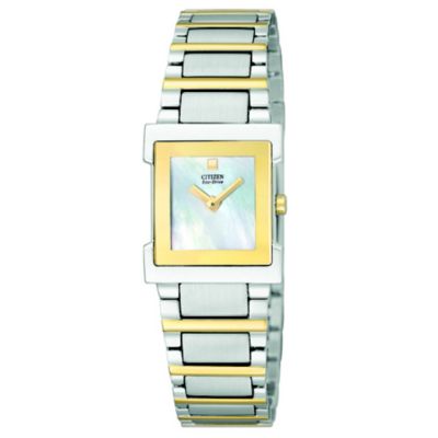Citizen Eco-Drive Square Dial Two Tone Bracelet Watch