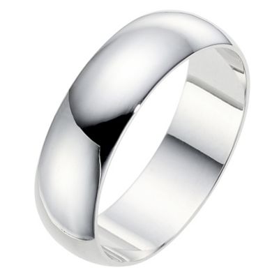 Men's 18ct white gold D shape 6mm wedding ring - Product number 8604223