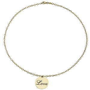 9ct Yellow Gold Large Love Disc Necklace