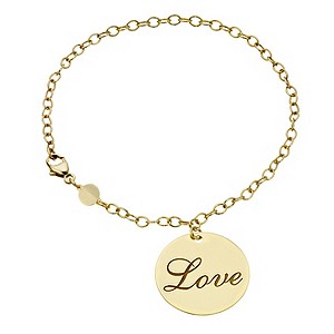 9ct Yellow Gold Large Love Disc Bracelet