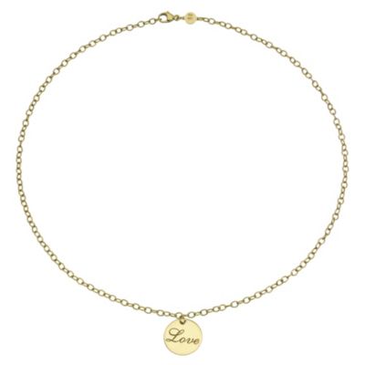 9ct Yellow Gold Small Love Disc Necklace - Product number 8604835