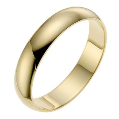 9ct yellow gold 4mm D shape wedding ring