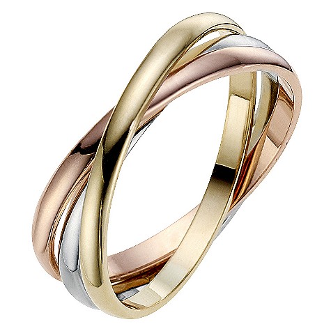 9ct three colour gold 2mm Russian wedding ring