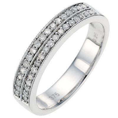9ct white gold quarter carat diamond milgrain wedding ring