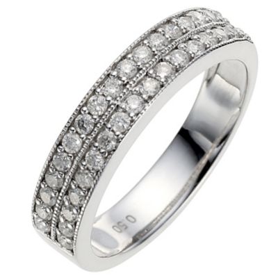 9ct white gold half carat diamond milgrain wedding ring