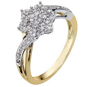 9ct Gold and Sterling Silver 1/4 Carat Diamond