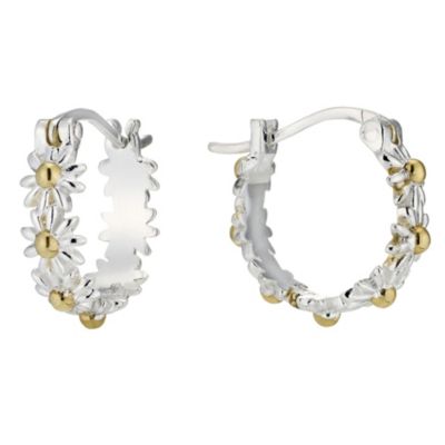 Daisy sterling silver & gold plated daisy hoop earrings - Product number 8626162