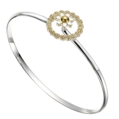Daisy sterling silver and gold plated daisy bangle - Product number 8626170