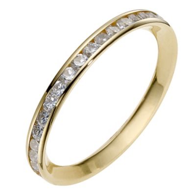 9ct Yellow Gold Cubic Zirconia Channel Set Eternity Ring