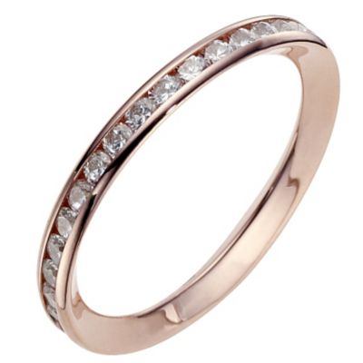 9ct Rose Gold Cubic Zirconia Eternity Ring