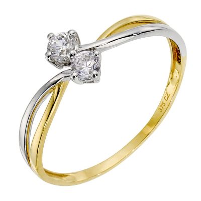 9ct Yellow Gold Cubic Zirconia Crossover Ring