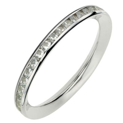 9ct White Gold Channel Set Cubic Zirconia Ring