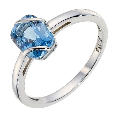 9ct White Gold Blue Topaz Wrap Ring