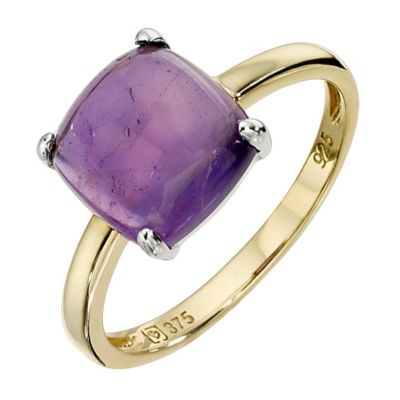 9ct Yellow Gold and Silver Amethyst Ring