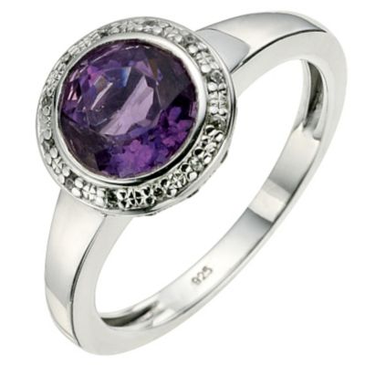 Silver Amethyst & Cubic Zirconia Cocktail Ring - Product number 8638500