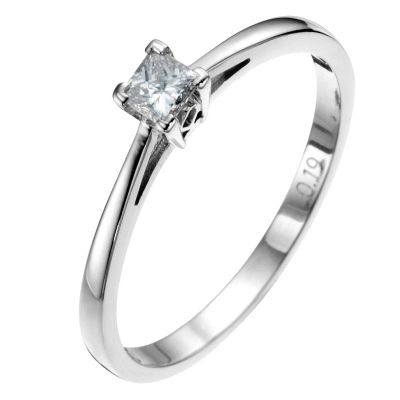 9ct white gold princess cut diamond solitaire ring - Product number 8641420