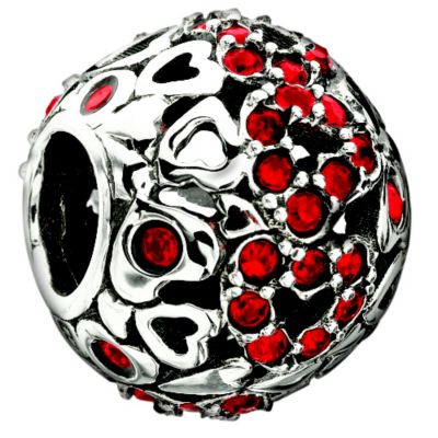 Chamilia sterling silver red captured hearts bead - Product number 8642494