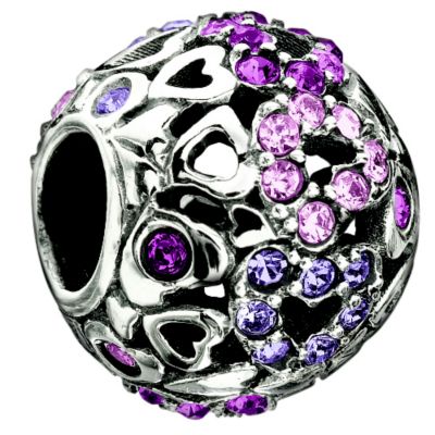 Chamilia sterling silver purple captured hearts bead - Product number 8642508
