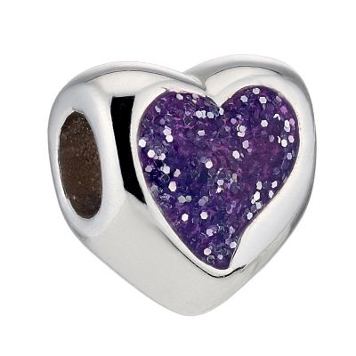 Miss Chamilia sterling silver purple glitter heart bead - Product number 8642699