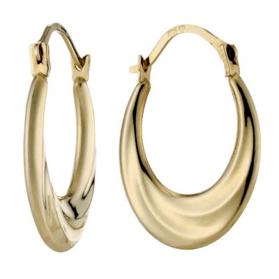9ct Yellow Gold Flat Oval Creole Earrings