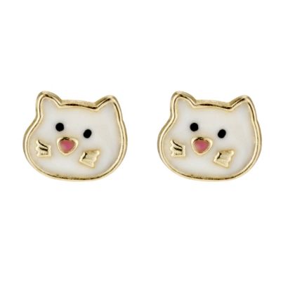 H Samuel Childrens 9ct Yellow Gold Enamel Kitten