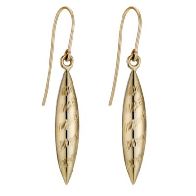 9ct Yellow Gold & Silver Diamond Cut Drop Earrings - Product number 8644039