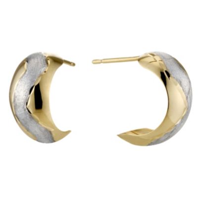 9ct Yellow Gold & Rhodium Zig Zag Earrings - Product number 8644047