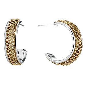 H Samuel Silver and 9ct Yellow Gold Mesh Hoop Earrings