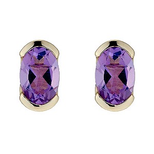 and 9ct Yellow Gold Amethyst Stud Earrings