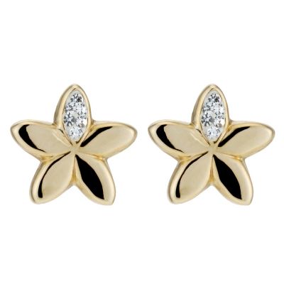 Unbranded 9ct Yellow Gold and Silver Flower Stud Earrings